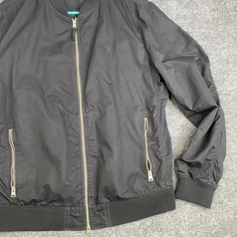 AllSaints Bassett Bomber Jacket Mens Medium Black Full Zip MJ006R Lightweight - Picture 3 of 10